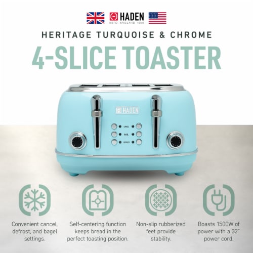 Haden Heritage 1.7L Stainless Steel Electric Cordless Kettle - Turquoise