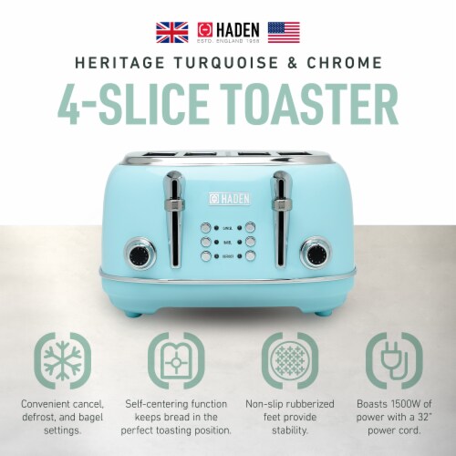 Haden Heritage 4-Slice Wide Slot Toaster -Turquoise Perspective: top