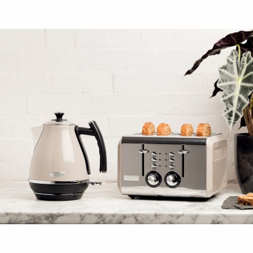 Haden Cotswold 4-Slice Wide Slot Toaster - Putty Perspective: top
