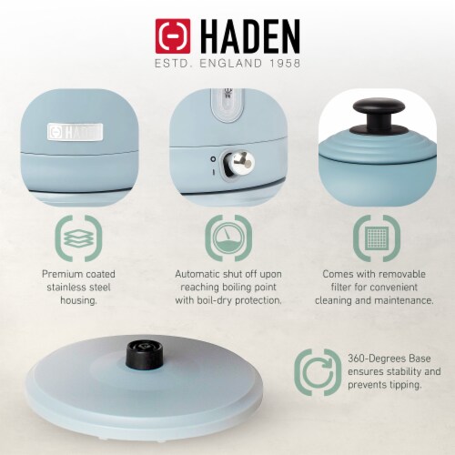 Haden Highclere Stainless Steel Cordless Electric Kettle - Poole Blue Perspective: top