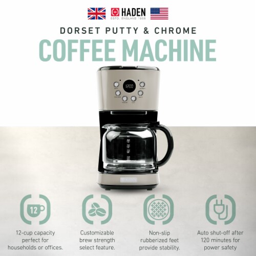 Haden Dorset Modern Programmable Coffee Maker - Putty Perspective: top