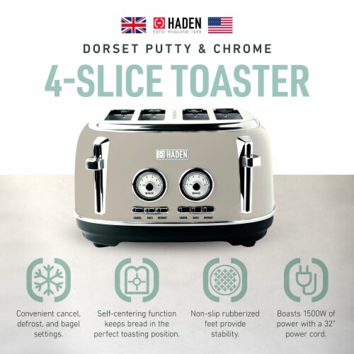 Haden Dorset 4-Slice Toaster - Putty Perspective: top