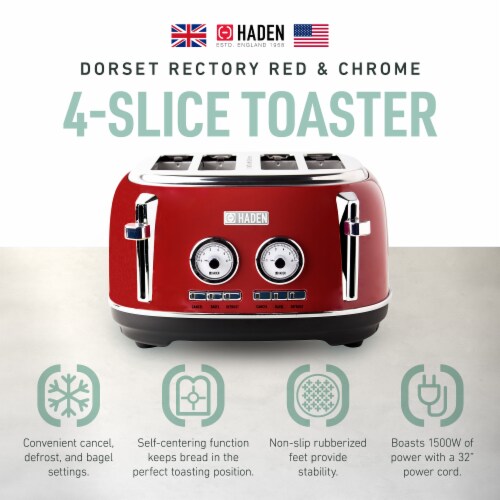 Haden Dorset 4-Slice Toaster - Red Perspective: top
