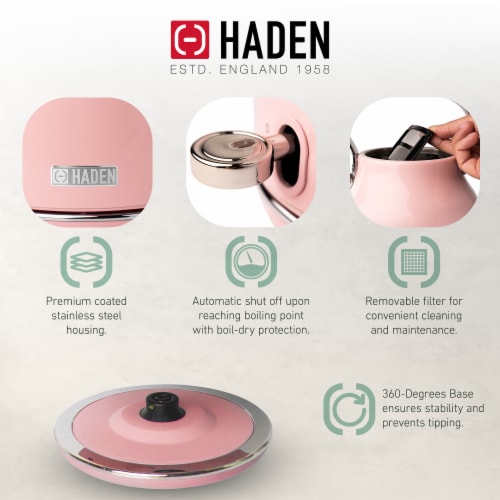 Haden Heritage Stainless Steel Electric Kettle - English Rose Perspective: top