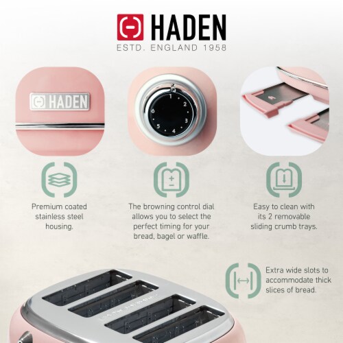 Haden Heritage 4-Slice Toaster - English Rose Perspective: top