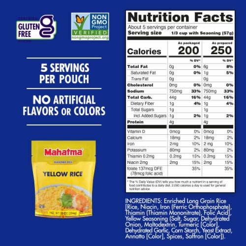 Mahatma Seasoned Yellow Rice Perspective: top