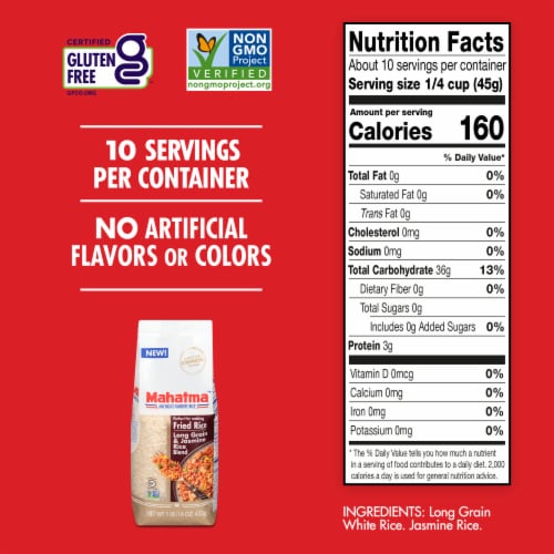Mahatma Gluten-Free Long Grain & Jasmine Blend Rice Perspective: top