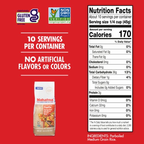 Mahatma Gluten-Free Parboiled Medium Grain Paella Rice Perspective: top