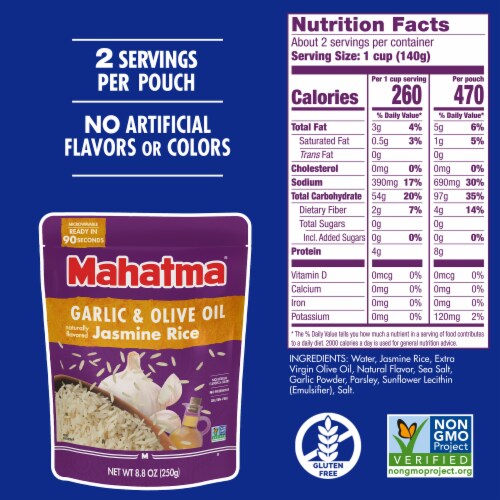 Mahatma Ready to Heat Garlic & Olive Oil Jasmine Rice Perspective: top