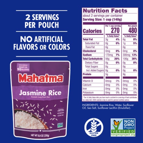 Mahatma Ready to Heat Jasmine Long Grain White Rice Perspective: top