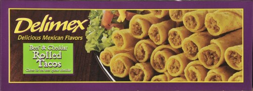 Delimex Beef & Cheese Rolled Taco Taquito Frozen Appetizers 25 Count Perspective: top
