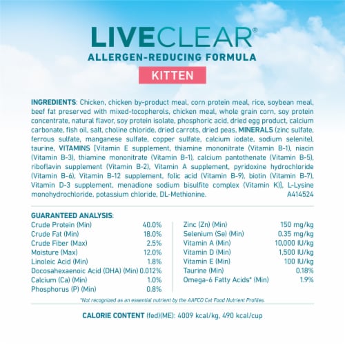 Purine ONE LiveClear Allergen-Reducing Kitten Dry Cat Food Formula Real Chicken Perspective: top