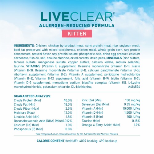 Purine ONE LiveClear Allergen-Reducing Kitten Dry Cat Food Formula Real Chicken Perspective: top