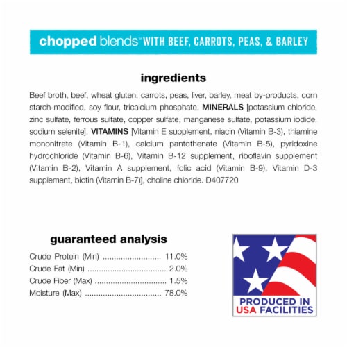 Purina® Beneful® Chopped Blends™ Beef Carrots Peas & Barley Wet Dog Food Perspective: top