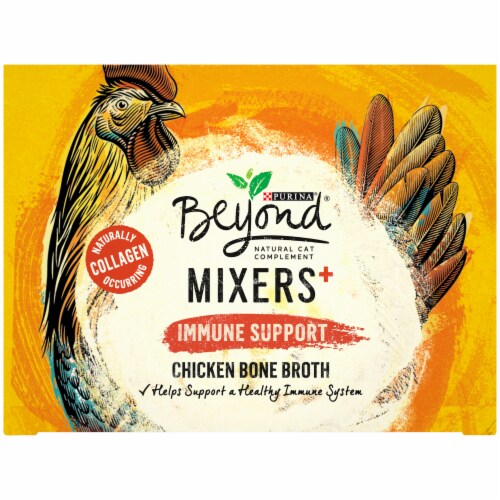 Purina Beyond® Mixers + Immune Support Cat Food Complement Chicken Bone Broth Pouches Perspective: top