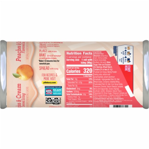 Pillsbury™ Grands!™ Peaches and Cream Flavored Icing Cinnamon Rolls Perspective: top