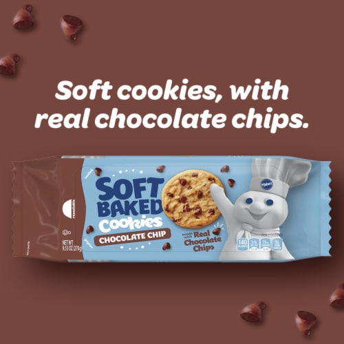 Pillsbury Ready to Eat - Chocolate Chip Soft Baked Cookies Resealable Pantry Snacks Perspective: top