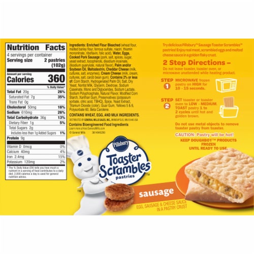 Pillsbury Sausage Toaster Scrambles Frozen Breakfast Pastries Perspective: top