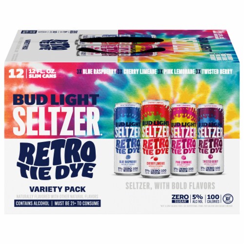 Bud Light Hard Seltzer Gluten Free Retro Tie Dye Variety Pack Perspective: top