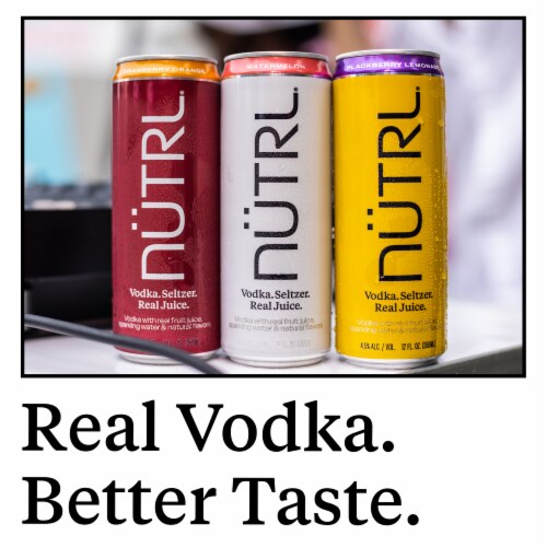 NUTRL Vodka Hard Seltzer, Real Fruit Juice Variety Perspective: top