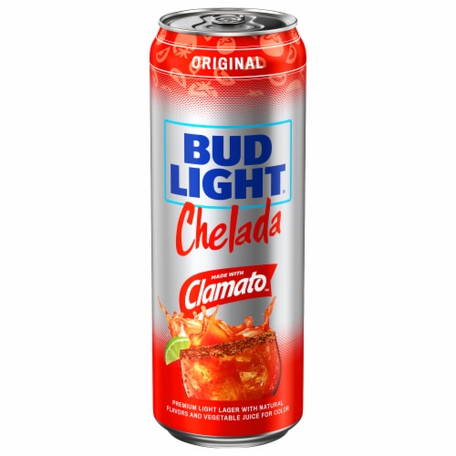 Bud Light Chelada Made With Clamato Beer Can Perspective: top
