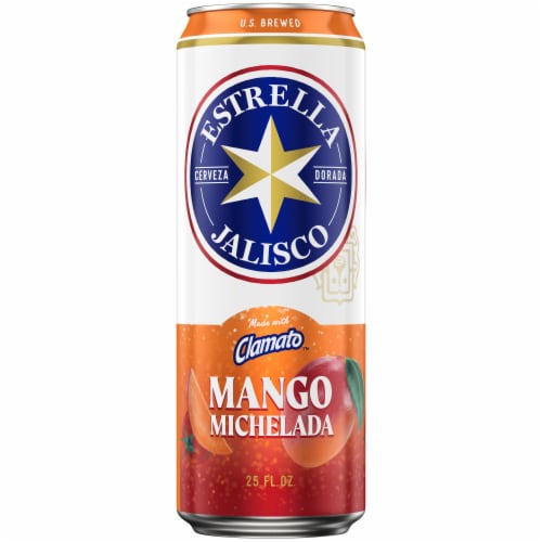 Estrella Jalisco Mango Michelada Beer Tall Can Perspective: top