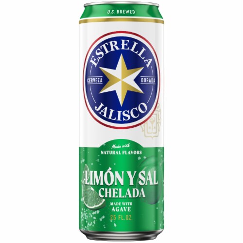 Estrella Jalisco Limon y Sal Import Chelada Beer Perspective: top