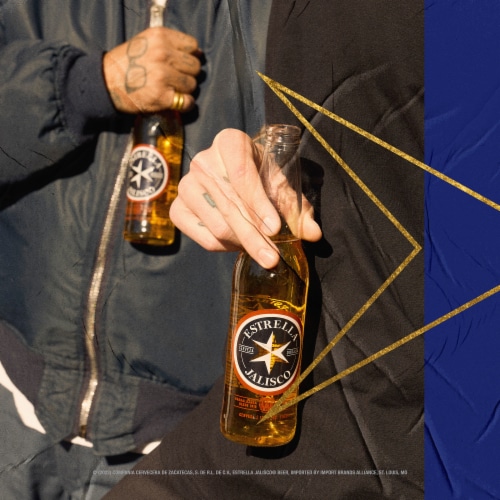 Estrella Jalisco Import American Lager Beer Perspective: top
