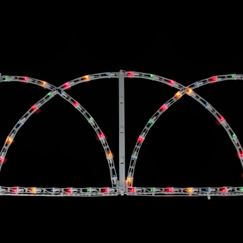 Hofert 7.5' Lighted White Christmas Pathway Fence - Multi-Color Lights Perspective: top