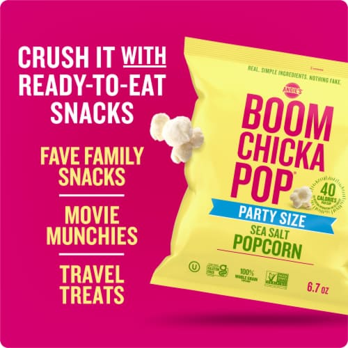 Angie's Boomchickapop Sea Salt Popcorn Gluten Free Party Size Perspective: top