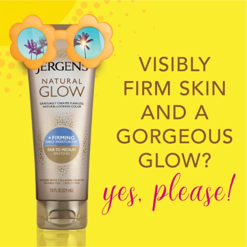 Jergens +Firming Natural Glow Self Tanner, Sunless Tanning Lotion for Fair to Medium Skin Tone Perspective: top