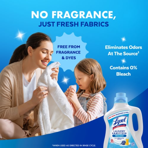Lysol Free and Clear Laundry Sanitizer, Bacteria Causing Laundry Odor Eliminator 0% Bleach Perspective: top