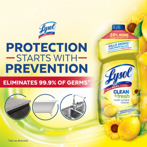 Lysol All Purpose Cleaner Pourable, Disinfectant, Sparkling Lemon and Sunflower Essence Perspective: top