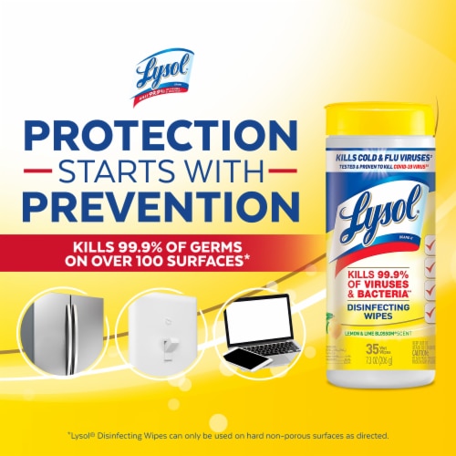 Lysol Multi-Surface Antibacterial Lemon and Lime Blossom Cleaning Disinfectant Wipes Perspective: top