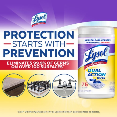 Lysol® Dual Action Citrus Disinfecting Wipes Perspective: top