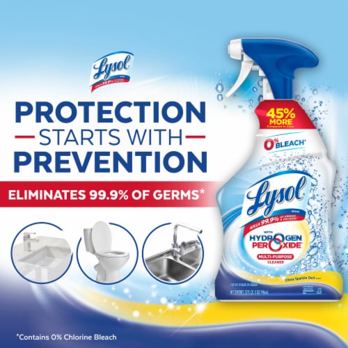 Lysol Hydrogen Peroxide All Purpose Cleaner Spray, Disinfecting Spray, Citrus Sparkle Zest Perspective: top
