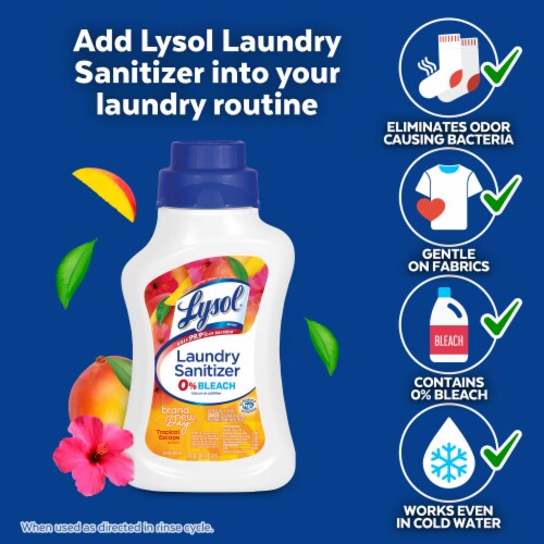 Lysol Brand New Day Laundry Sanitizer 0% Bleach Tropical Escape Perspective: top