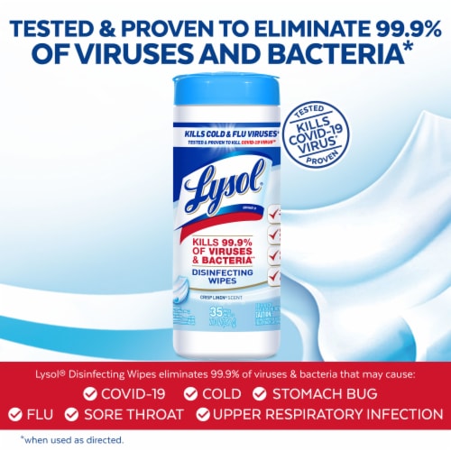 Lysol Disinfecting Wipes - Crisp Linen - 35 Count Perspective: top