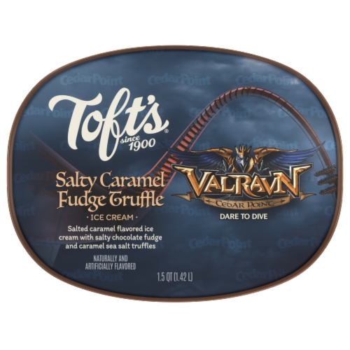 Toft's™ Salty Caramel Fudge Truffle Ice Cream Tub Perspective: top
