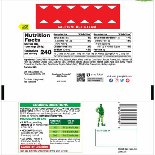 Green Giant Simply Steam Lightly Sauced Cheesy Rice & Broccoli Perspective: top