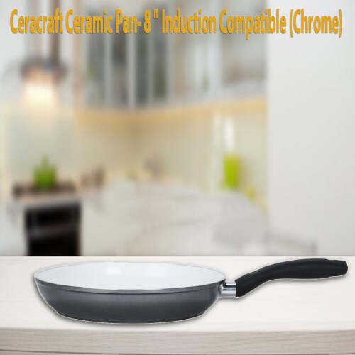 Ceracraft Ceramic Pan- 8 Induction Compatible (Chrome) Perspective: top