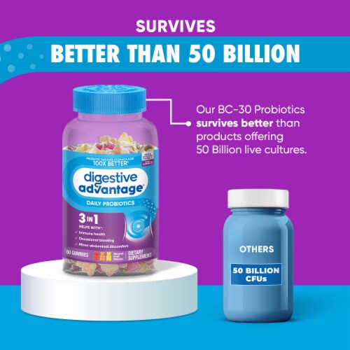 Digestive Advantage Digestive & Immune Support Probiotic Gummies Perspective: top