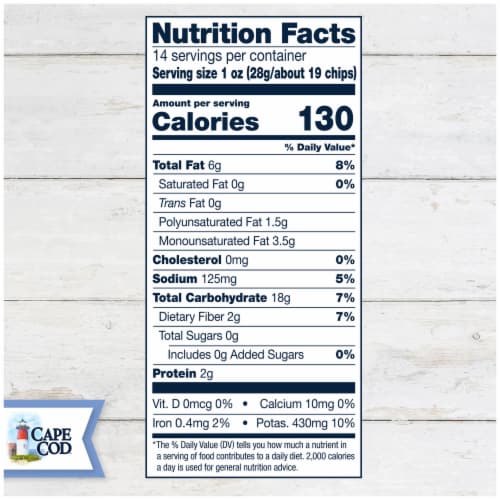Cape Cod Potato Chips Less Fat Original Kettle Chips Perspective: top