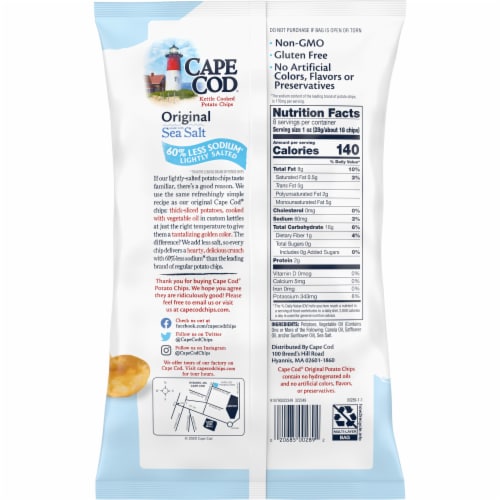Cape Cod Potato Chips Lightly Salted Original Kettle Chips Perspective: top