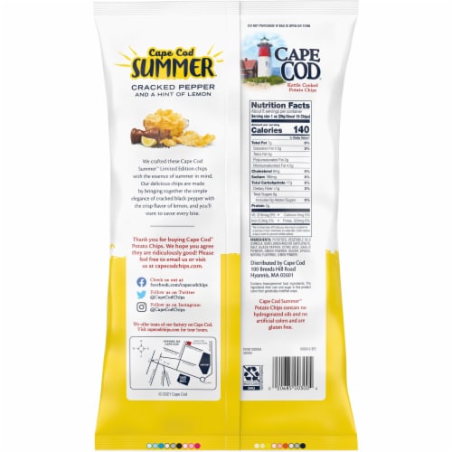 Cape Cod Potato Chips Limited Edition Summer Cracked Pepper And Lemon Kettle Cooked Chips Perspective: top