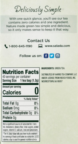 Salada Pure Green Tea Bags Perspective: top