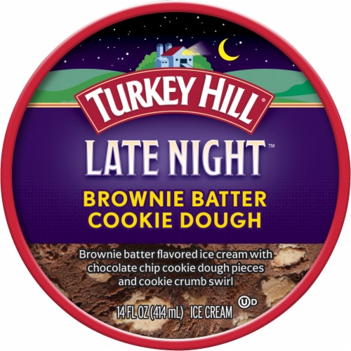 Turkey Hill® Late Night™ Brownie Batter Cookie Dough Ice Cream Pint Perspective: top