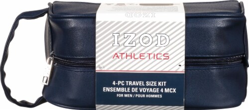 IZOD Athletics Blue Leather Dopp Bag Travel Set Perspective: top