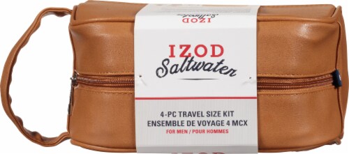 IZOD Salt Water Leather Dopp Bag Travel Set Perspective: top