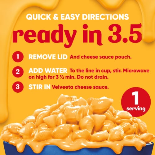 Velveeta Shells and Cheese Macaroni and Cheese Cups Easy Microwavable Dinner Perspective: top